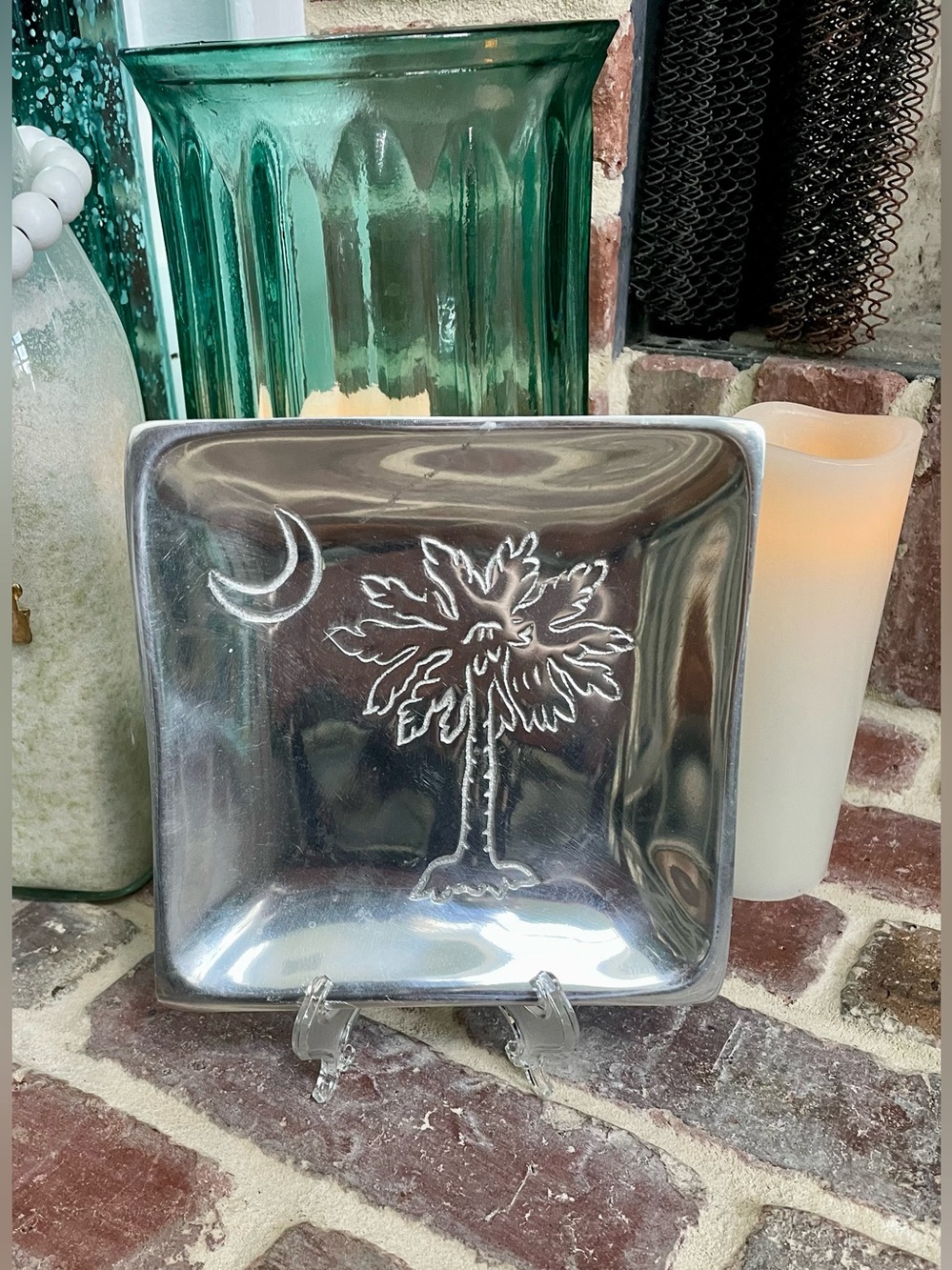 South Carolina Palmetto Tree Engraved Cast Aluminum Trinket Dish | 6” x 6”